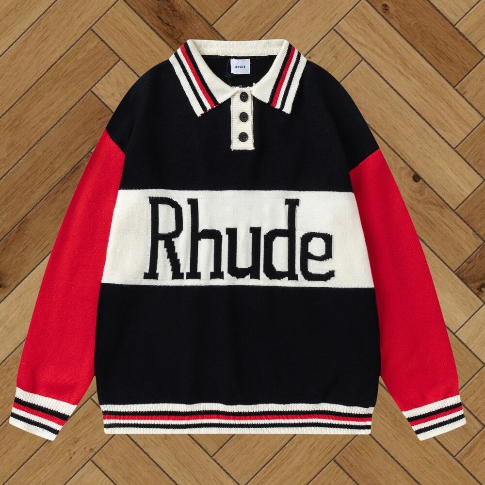 Men's Black and Yellow Knit Sweater  Rhude